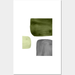 Green and gray organic shapes Posters and Art